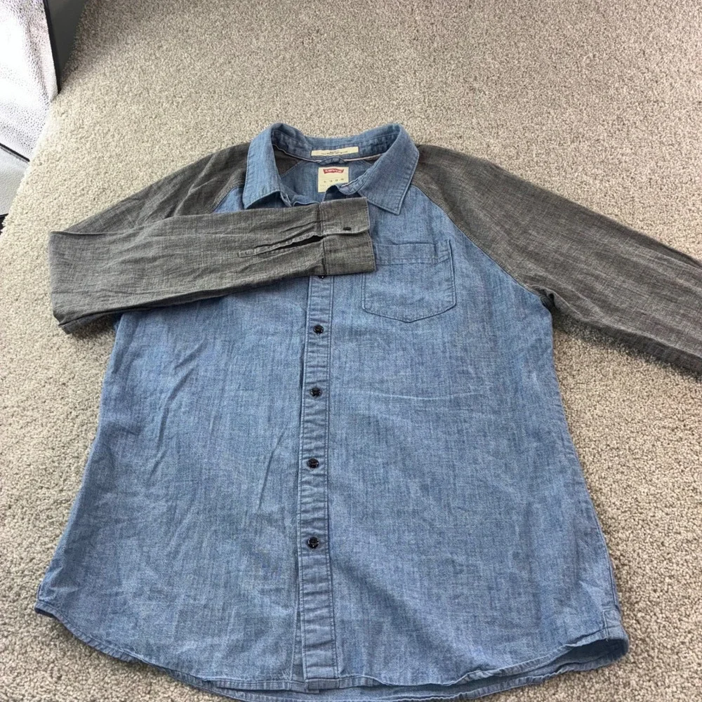 Levi's Mens XL Chambray‎ Denim Two Tone Long Sleeve Button Up Shirt Y2K Retro